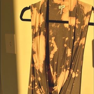 Splendid Cowl Neck Racer Back Tank Top | Pink + Gray Tie Dye